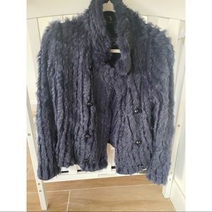 Knitted real rabbit fur jacket .